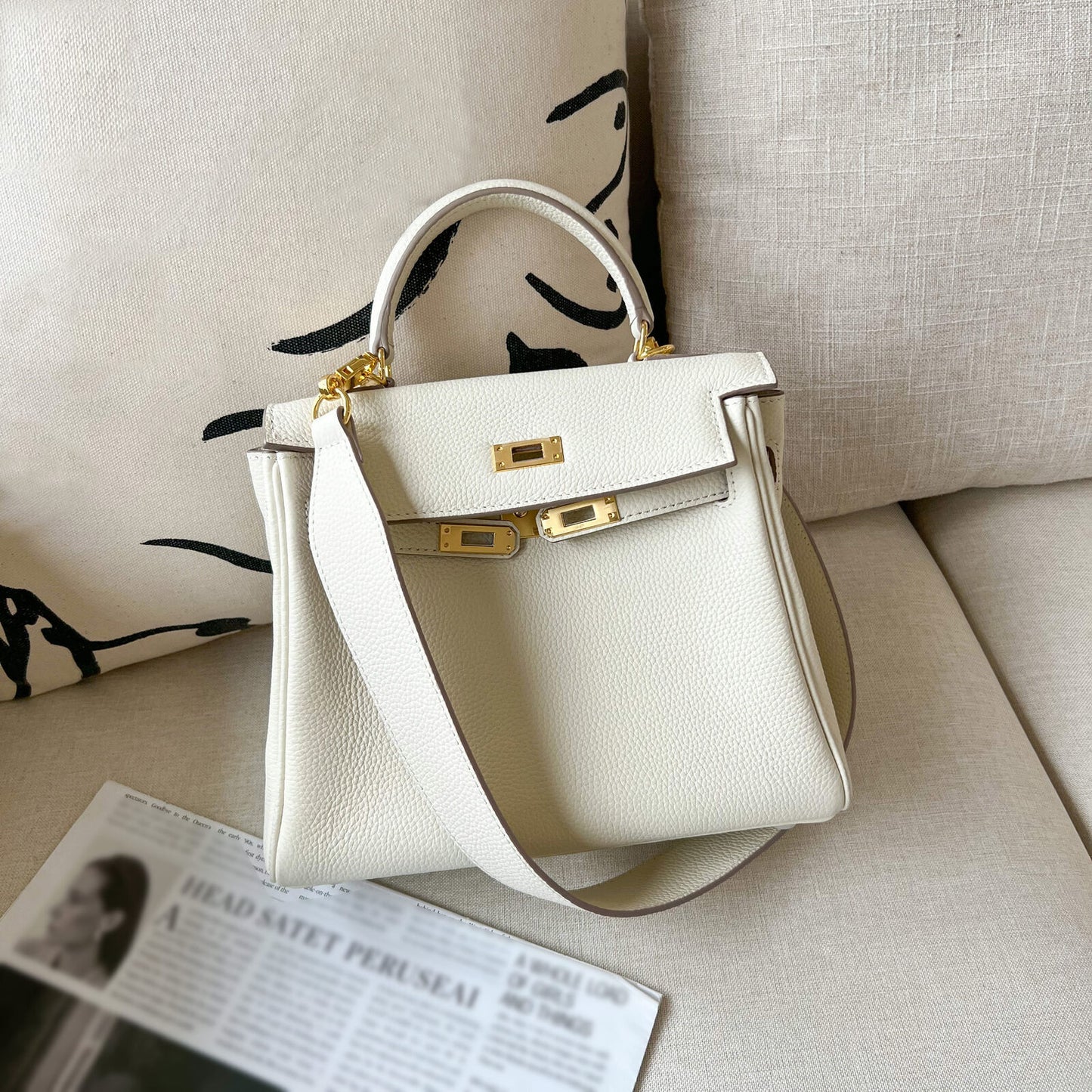 25/28cm Real Leather Flap Tote Shoulder bag Handbag Purse Fashion Briefcase