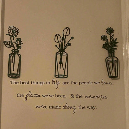 3-Piece Metal Flower Wall Decor Set Simple Iron Vase Wall Art for Home Room