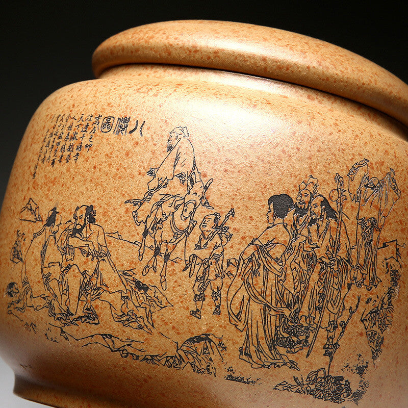 Real Yixing Zisha Duan Clay Tea Canister For Loose Tea Handmade Tea Storage Lid