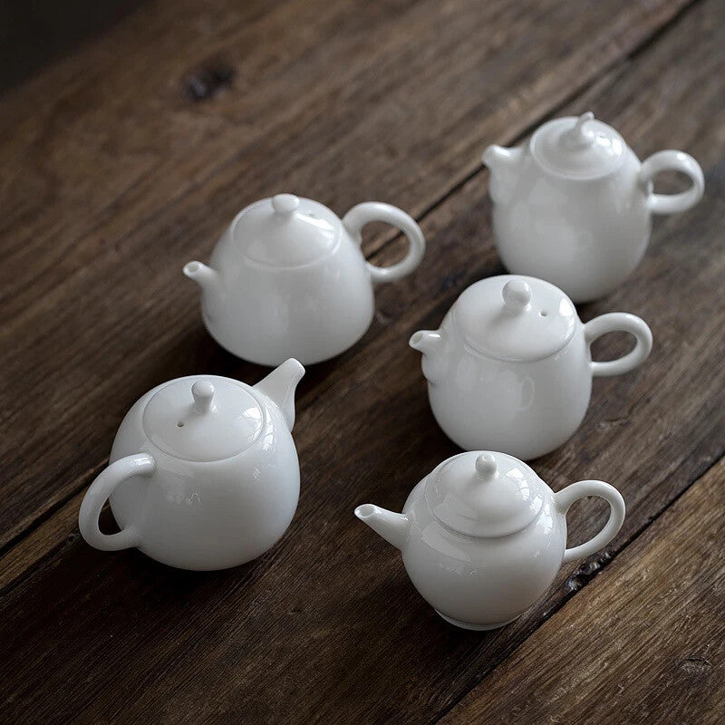 White Porcelain Teapot Household Jade Porcelain Teapot Ceramic Kung Fu Tea Set