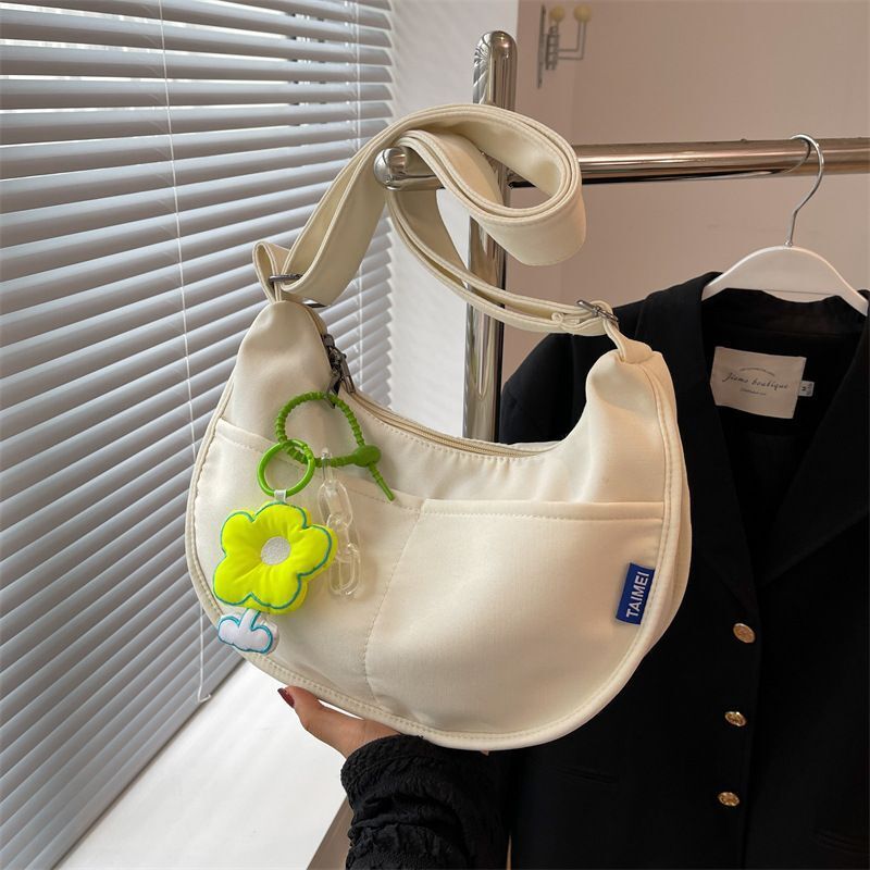 Canvas Bag Messenger Solid Color Handbags Shoulder Underarm Bag Crossbody Purse