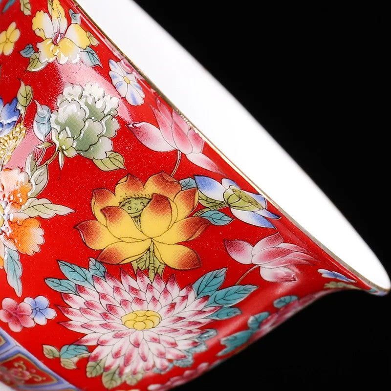 200ML Chinese Porcelain Gaiwan Color Enamel Cover Bowl Handmade Tea Teaware