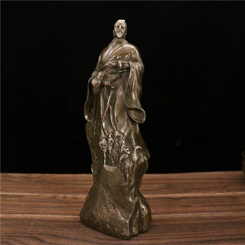 12" Brass Sun Tzu Statue Chinese Art of War Author Strategist Decor