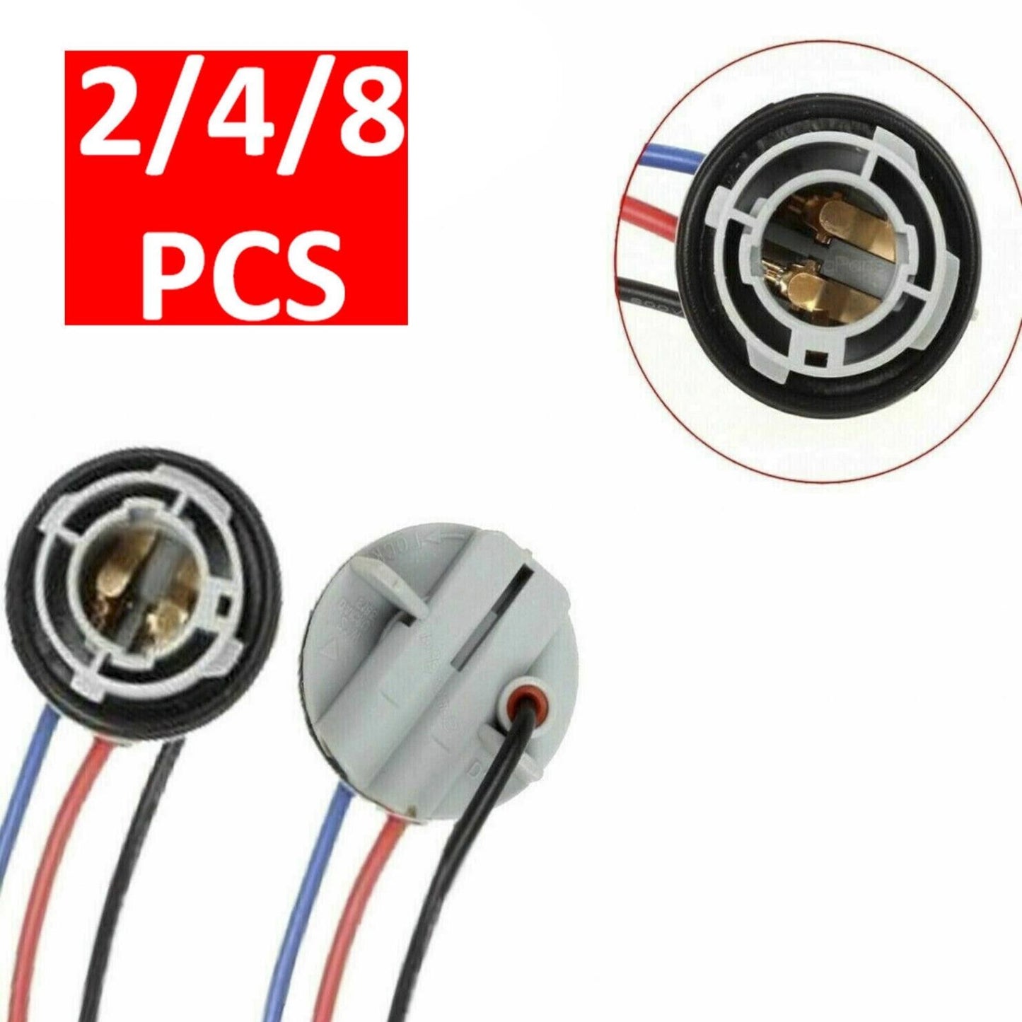 2/4/8Pcs 1157 2057 2357 LED Pig Tail Plug Stop Brake Turn Light Bulb Socket Wire