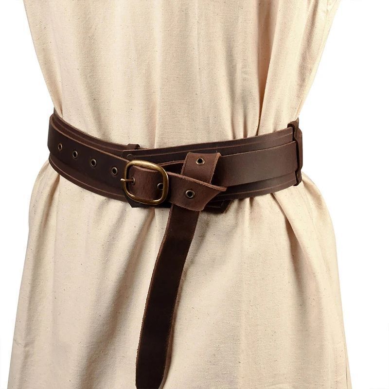 Women Belts PU Leather Vintage Knight Gothic Medieval Buckles Costume Waistbands