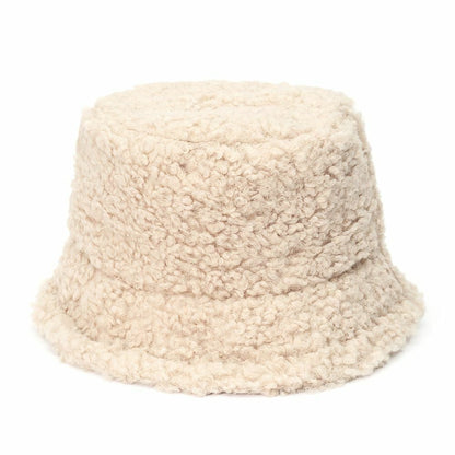 Bucket Hats Lamb Faux Fur Thickened Warm Velvet Winter Outdoor Plush Fisherman