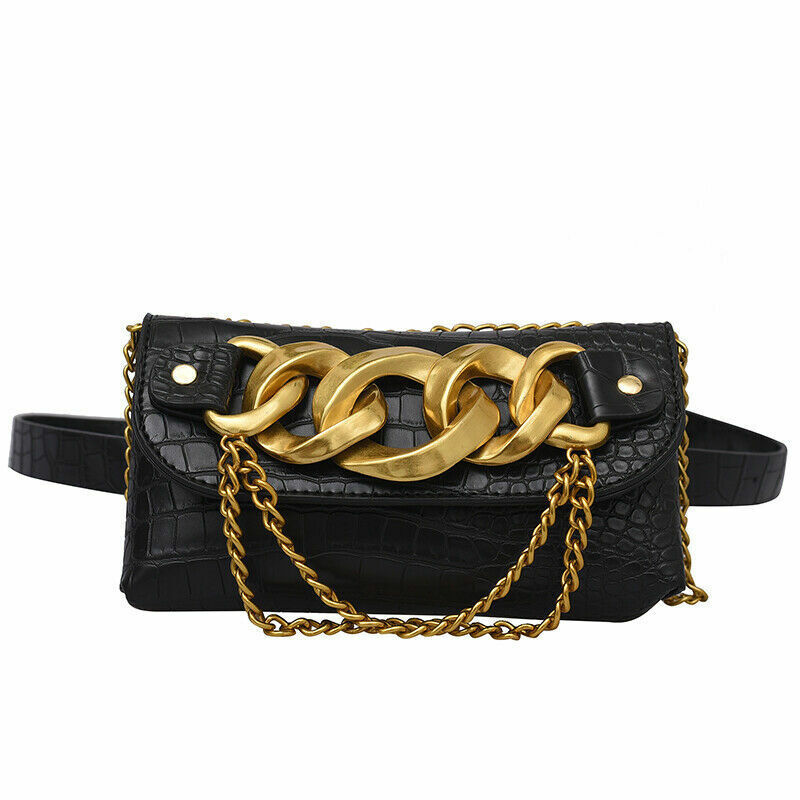 Mini Crossbody Bags Women Metal Chain Shoulder Bag Leather Belt Bag Women