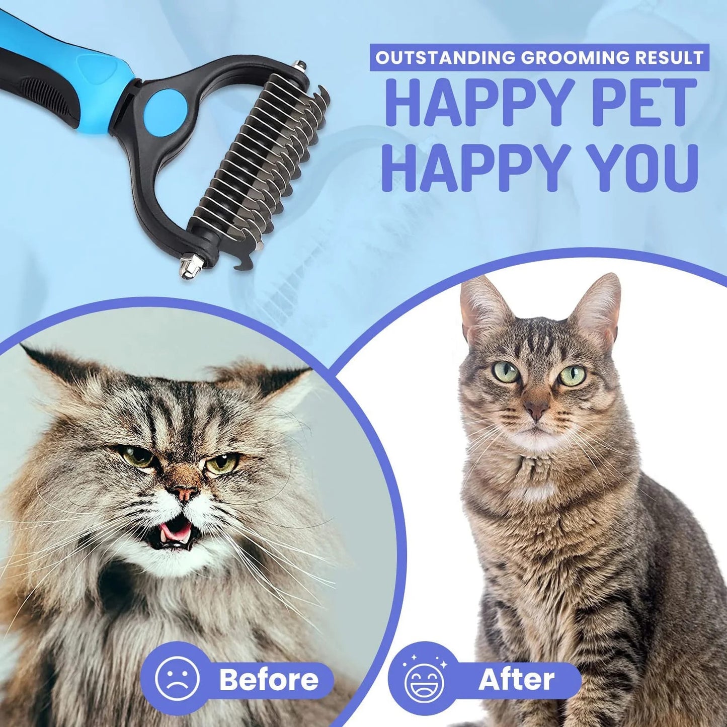 Professional Pet Grooming Tool 2 Sided Undercoat Dog Cat Shedding Comb Brush Pet