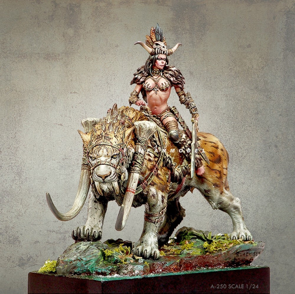 1:24 resin figure model Cougar Hunter Female Rider Unassembled unpainted