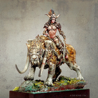 1:24 resin figure model Cougar Hunter Female Rider Unassembled unpainted
