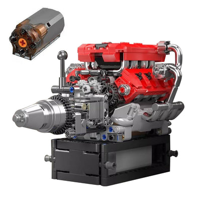 V8 Engine Motor Mechanical Engineering Model Building Block Toy Gift ABS