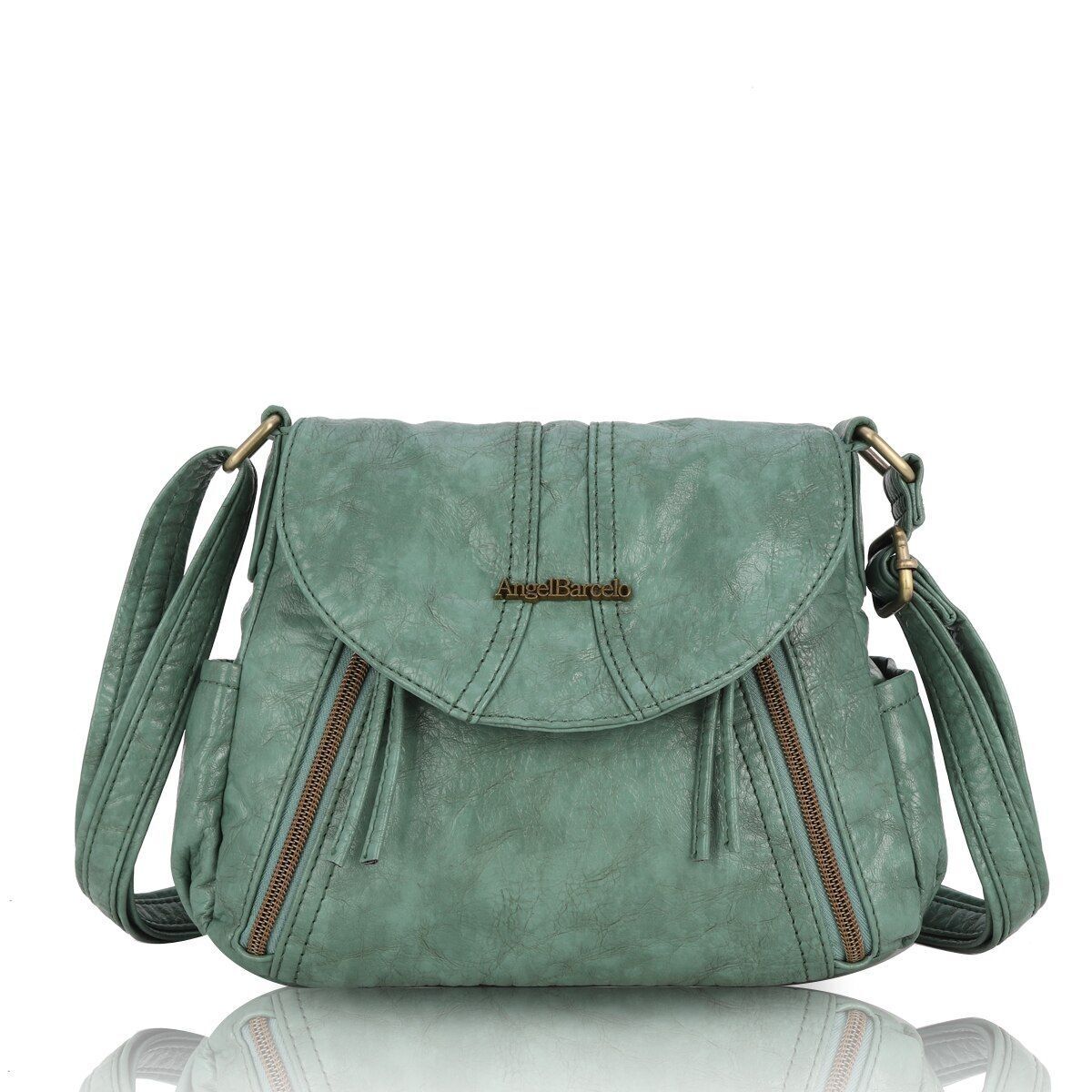Vintage Messenger Shoulder Bag Soft Simple Crossbody Satchel Polyester Shell Bag