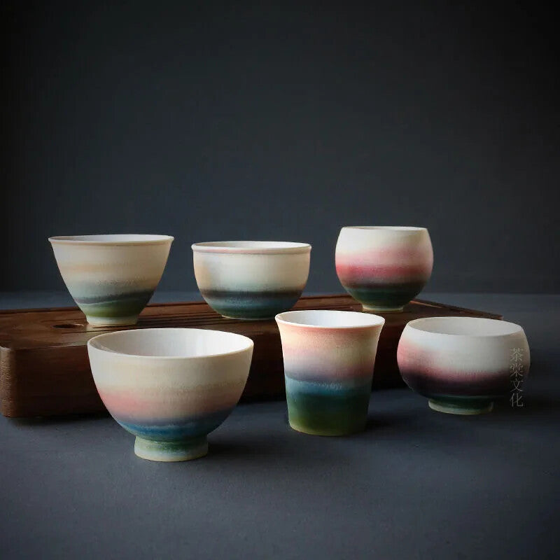 Ceramic Tasting Tea Cup Large Cup Kiln Change Master Cup Retro Ink Wind Drinking