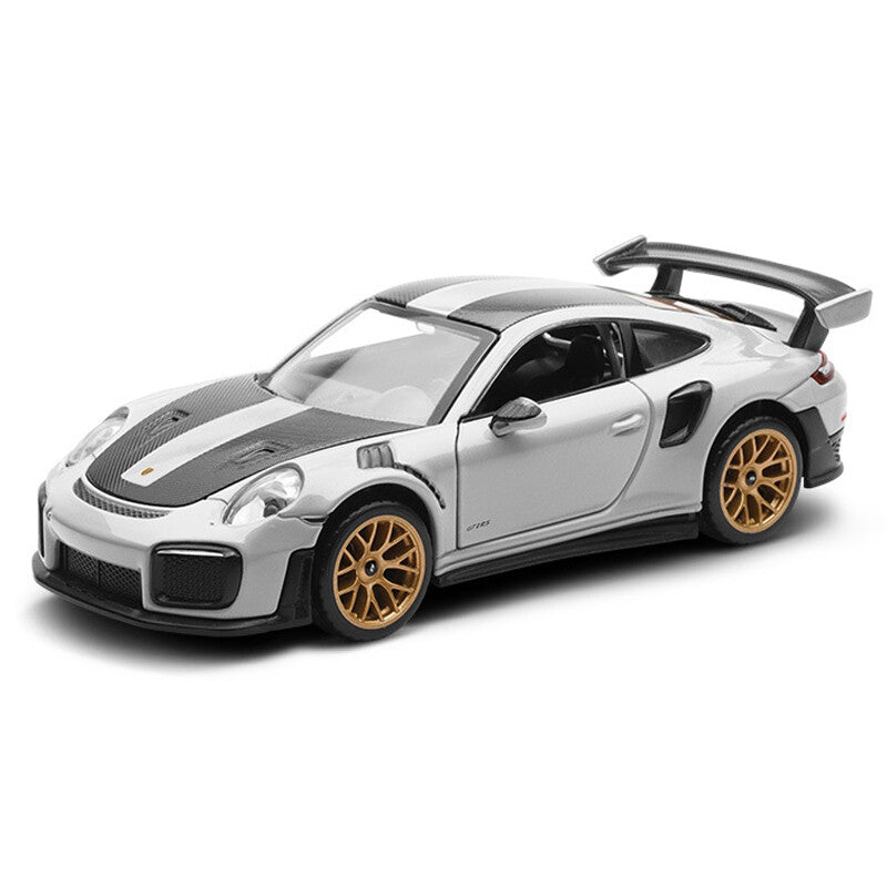 1/32 Porsche 911 GT2 RS Model Toy Car Metal Diecast Toy Vehicle Pull Back Gray