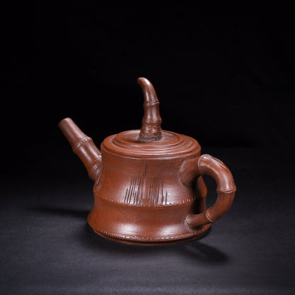 l-0Chinese Yixing Zisha Clay Handmade Exquisite Teapot （竹韵 底款：顾景舟）