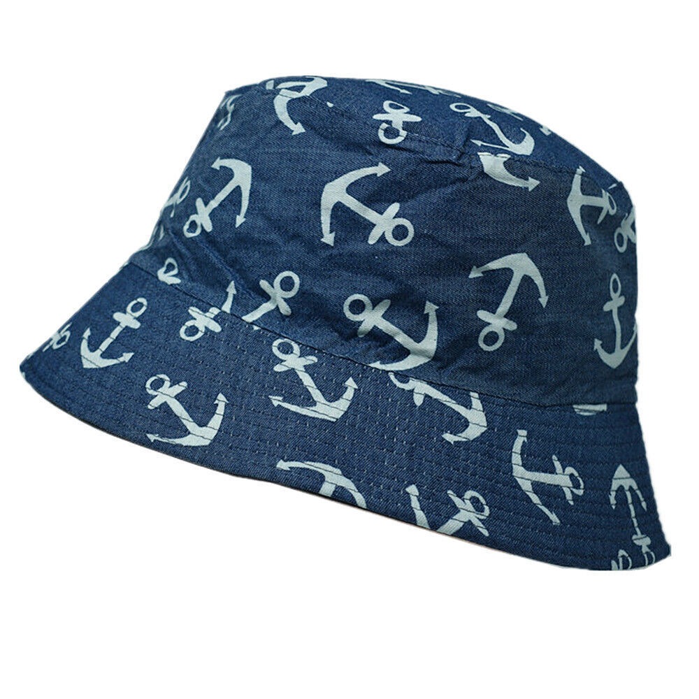 Unisex 100% Cotton Bucket Hat Boonie Hunting Fishing Outdoor Reversible Cap