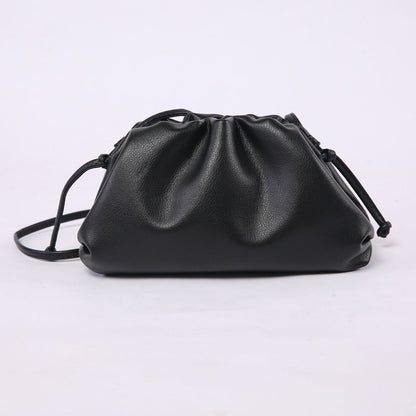 Cow Leather Cloud Bag Shoulder Bag Small Crossbody Dumpling Shape Handbag Clutch