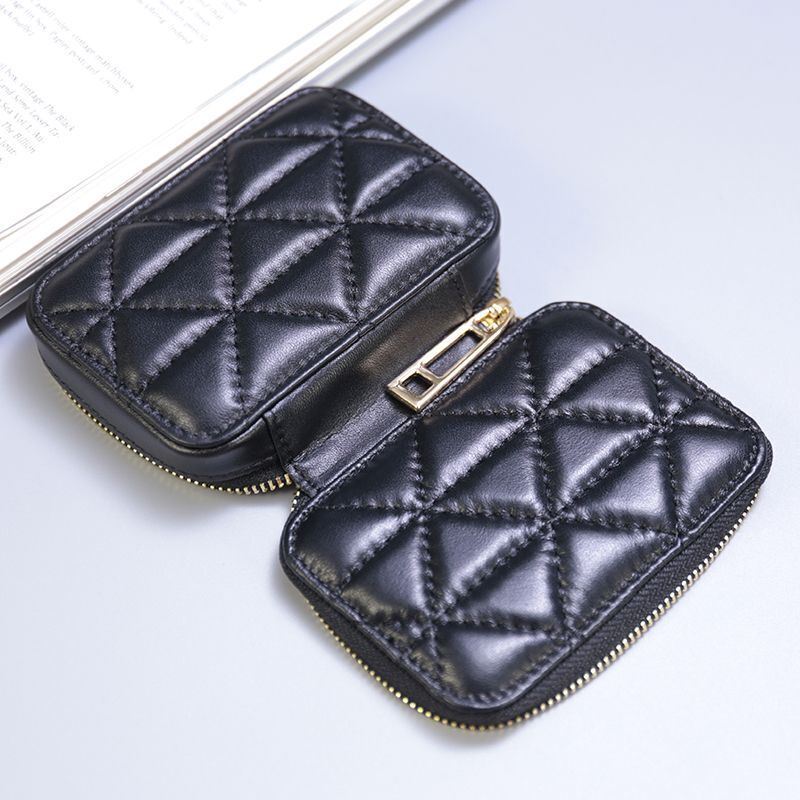 Lipstick Box Square Traveling Genuine Leather Makeup Organizer Case Cosmetic Bag