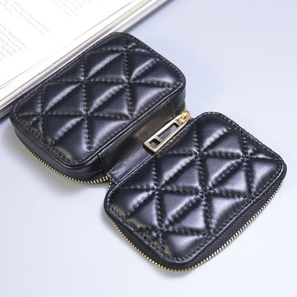 Lipstick Box Square Traveling Genuine Leather Makeup Organizer Case Cosmetic Bag