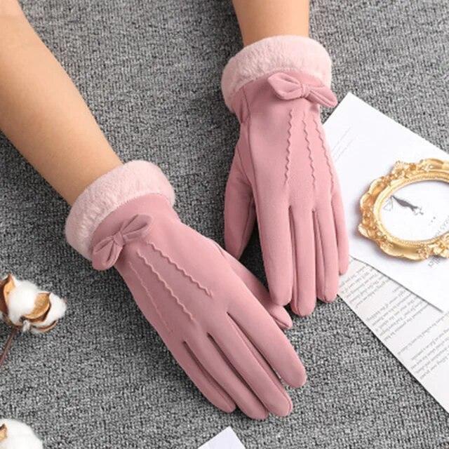 New Womens Cycling Cashmere Sheepskin Winter Warm Blue Short Gloves Nine Colors
