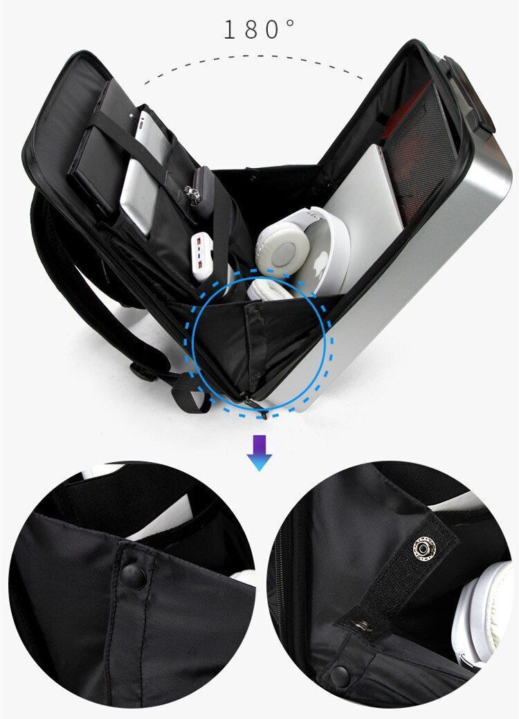 Anti-theft 17.3" Laptop Backpack Hard Shell Notebook USB Waterproof Travel Bags