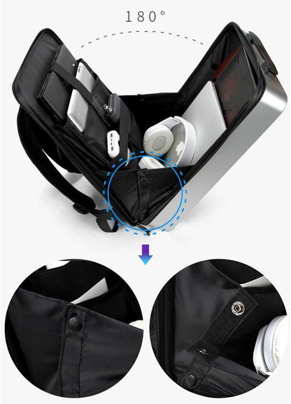 Anti-theft 17.3" Laptop Backpack Hard Shell Notebook USB Waterproof Travel Bags