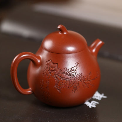 full handmade tea pot real yixing zisha Chinese character carved master pot new
