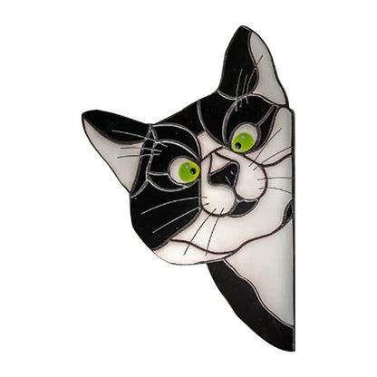 7Pcs Stained Glass Cat Face Peering Decal Sticker Auto Car Bumper Window DIY
