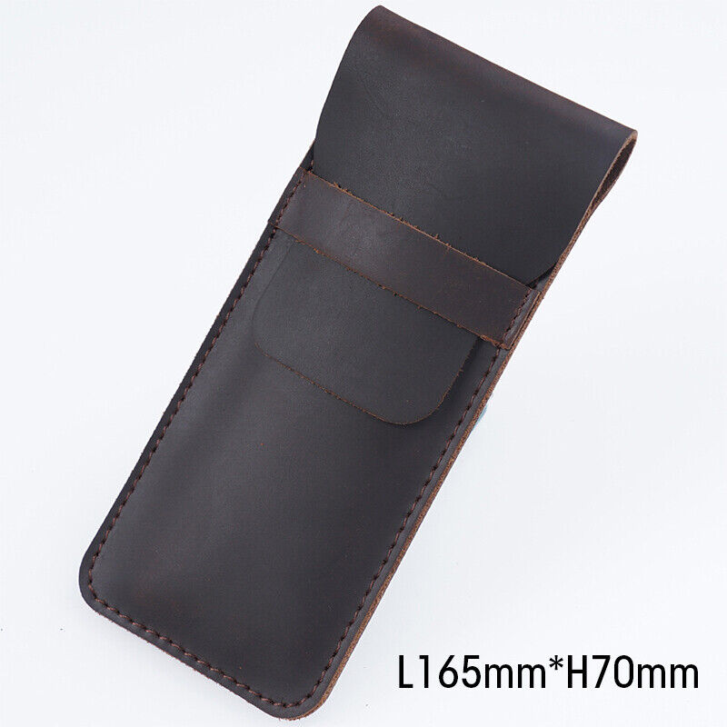 Retro Vintage Handmade Genuine Leather Pencil Bag Fountain Pen Case Pocket Pouch