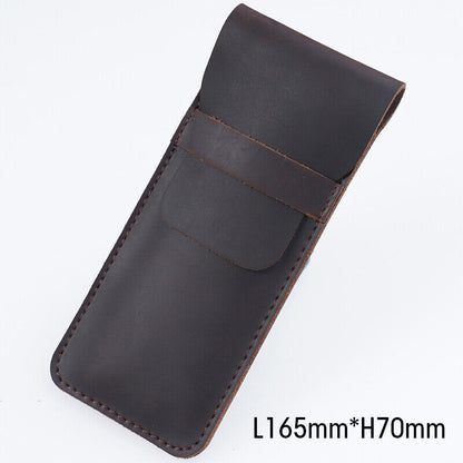 Retro Vintage Handmade Genuine Leather Pencil Bag Fountain Pen Case Pocket Pouch