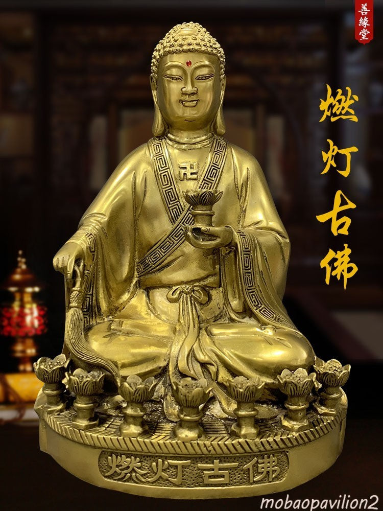 Brass Burning Lamp Ancient Buddha Statue Buddhist Temple Statue Home Design