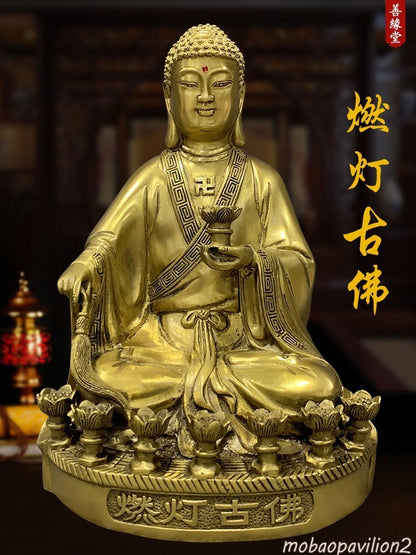 Brass Burning Lamp Ancient Buddha Statue Buddhist Temple Statue Home Design