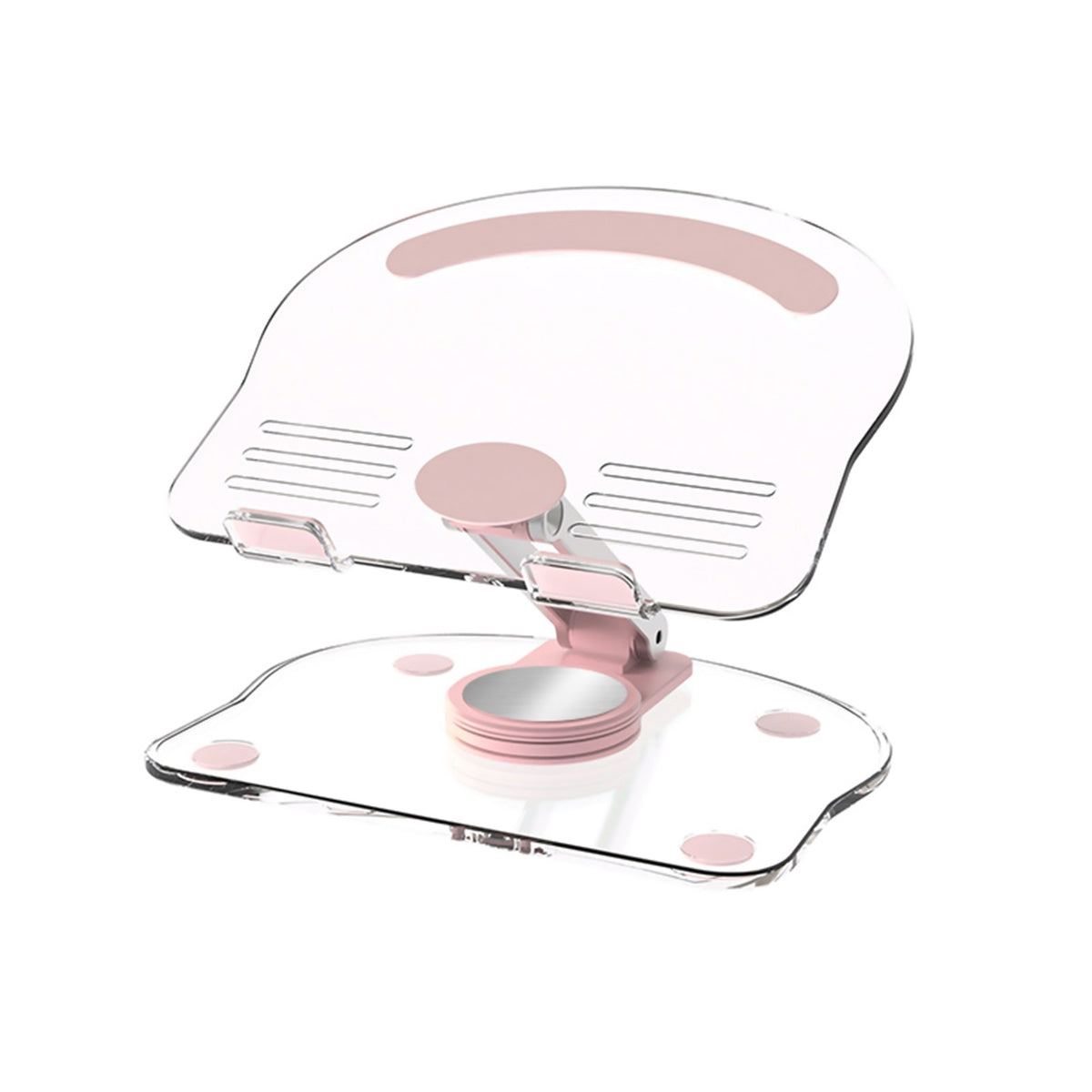 Acrylic Tablet Stand Desktop Foldable Holder 360° Rotation Base Clear Bracket ww