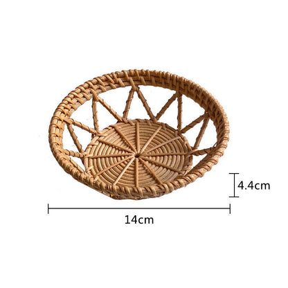 Handwoven Bread Basket Rattan Wicker Storage Tray Tea Drinks Snack Holder NEW