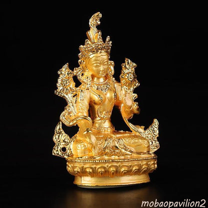 Tibet Tibetan Buddha Buddhist Mikky Gild White Tara Statue Decoration Home