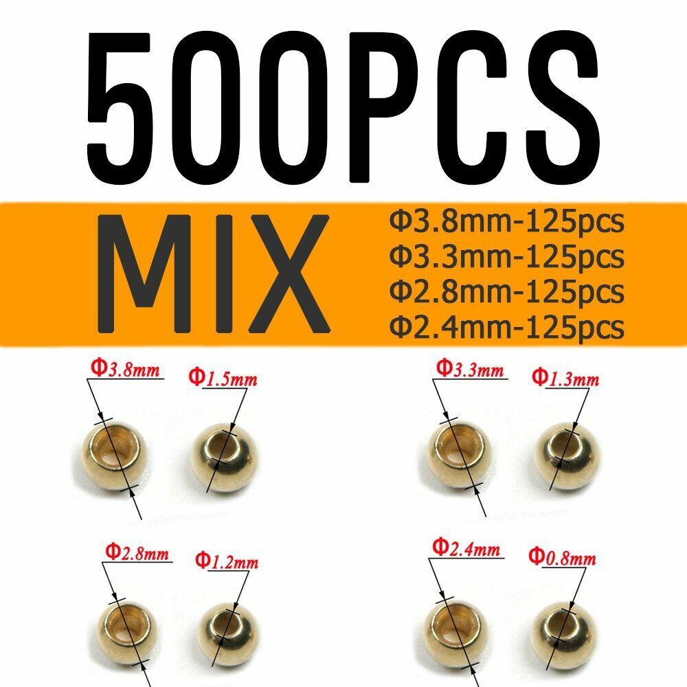 Brass Beads Head 100/500/1000 PCS Fly Tying Nymph Streamer Bugs Hook 2.4mm 2.8mm