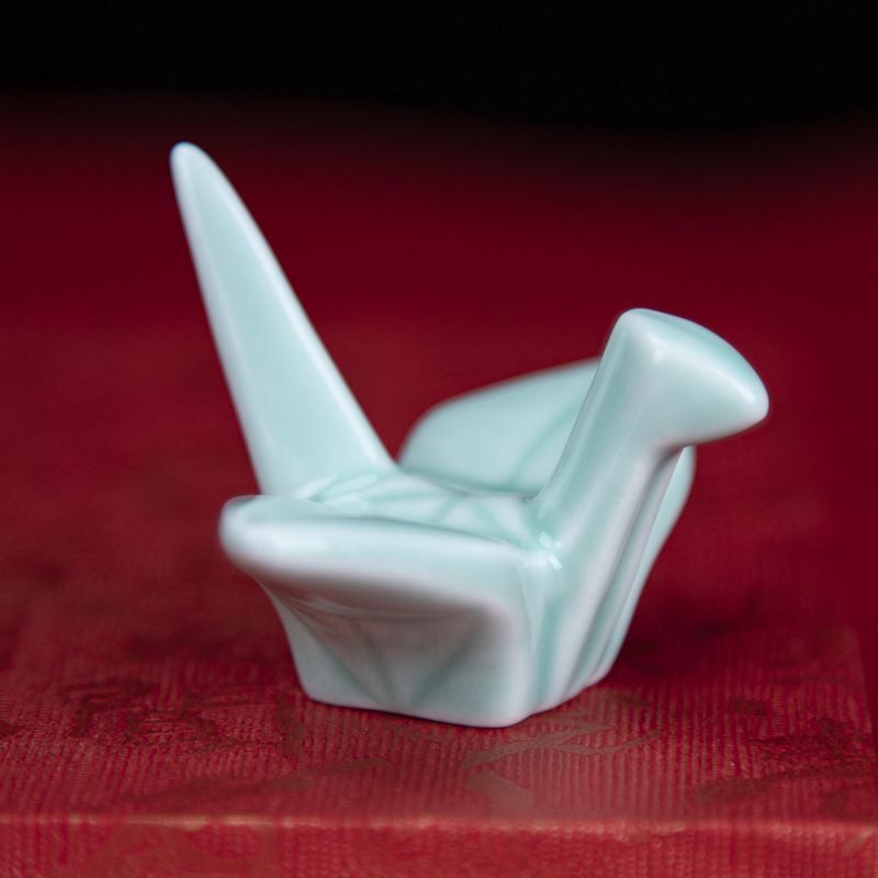 Pen Rest Ceramics Paper Cranes Chinese Calligraphy Writing Brush Holders 6x3.5cm