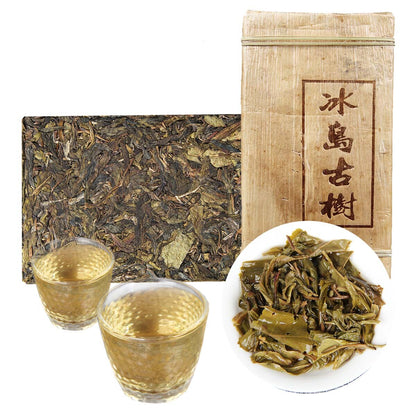 Puerh cha Tea Brick 500g Golden Leaf Bingdao Ancient Tree Candy Sweet Tea Yunnan