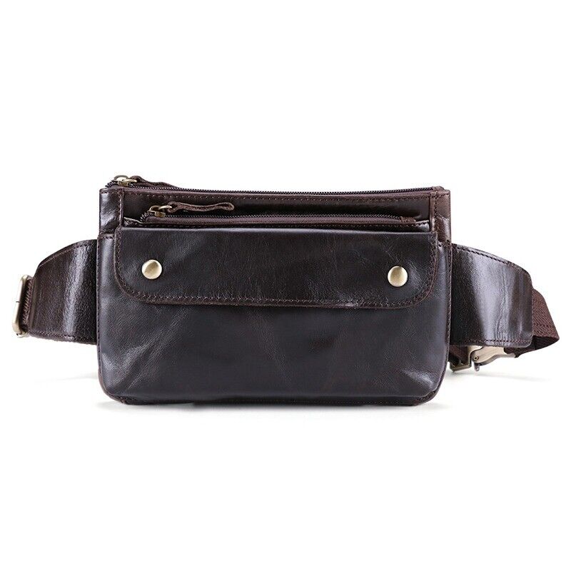 Genuine Leather Waist Packs Vintage Fanny Pack Money Belt Bag Phone Pouch Men