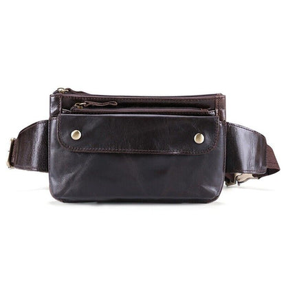 Genuine Leather Waist Packs Vintage Fanny Pack Money Belt Bag Phone Pouch Men