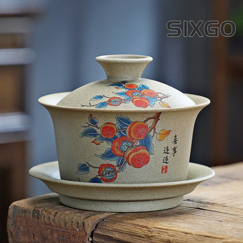 150ml Coarse Pottery Covered Bowl Tea Making Bowl Kung Fu Sancai Tea Maker
