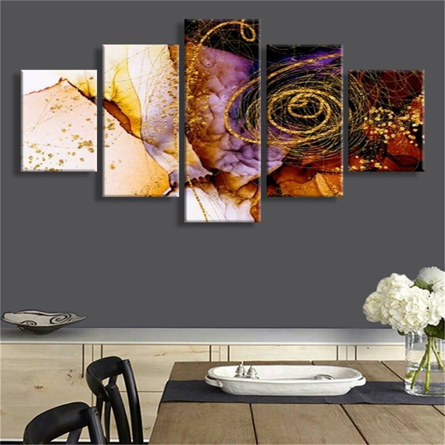 Abstract 5 Pieces Poster and Print Wall Art for Living Room Home Decor Unframed