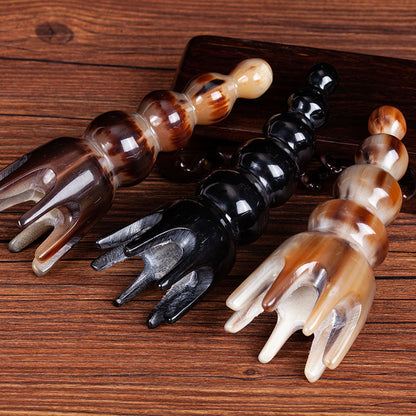 Natural ox horn massage comb through meridians head therapy anti-static comb