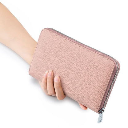 Folding Passport Bag Genuine Leather Folding Hand Ledger Long Wallet Phone Bags