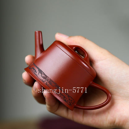Real Yixing Zisha Tea Pot 80ml Red Clay Small Pot Marked 10 Infuser Holes China