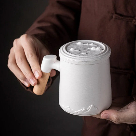 Creative Mountain Ceramic Tea Mug with Infuser