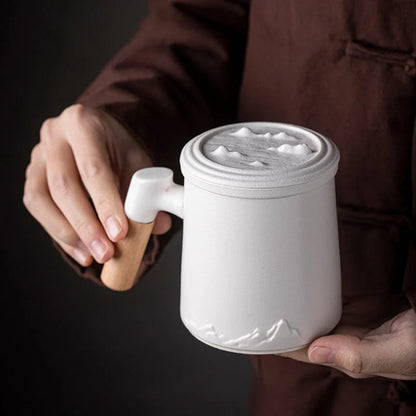 Creative Mountain Ceramic Tea Mug with Infuser