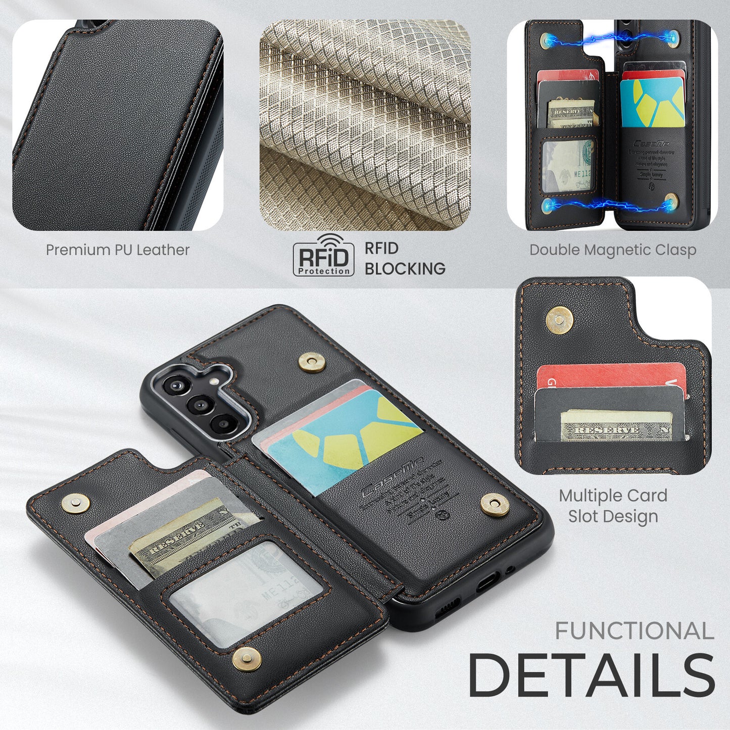 For Samsung Galaxy A36 A56 Wallet Case with Card Holder Women Men RFID Blocking