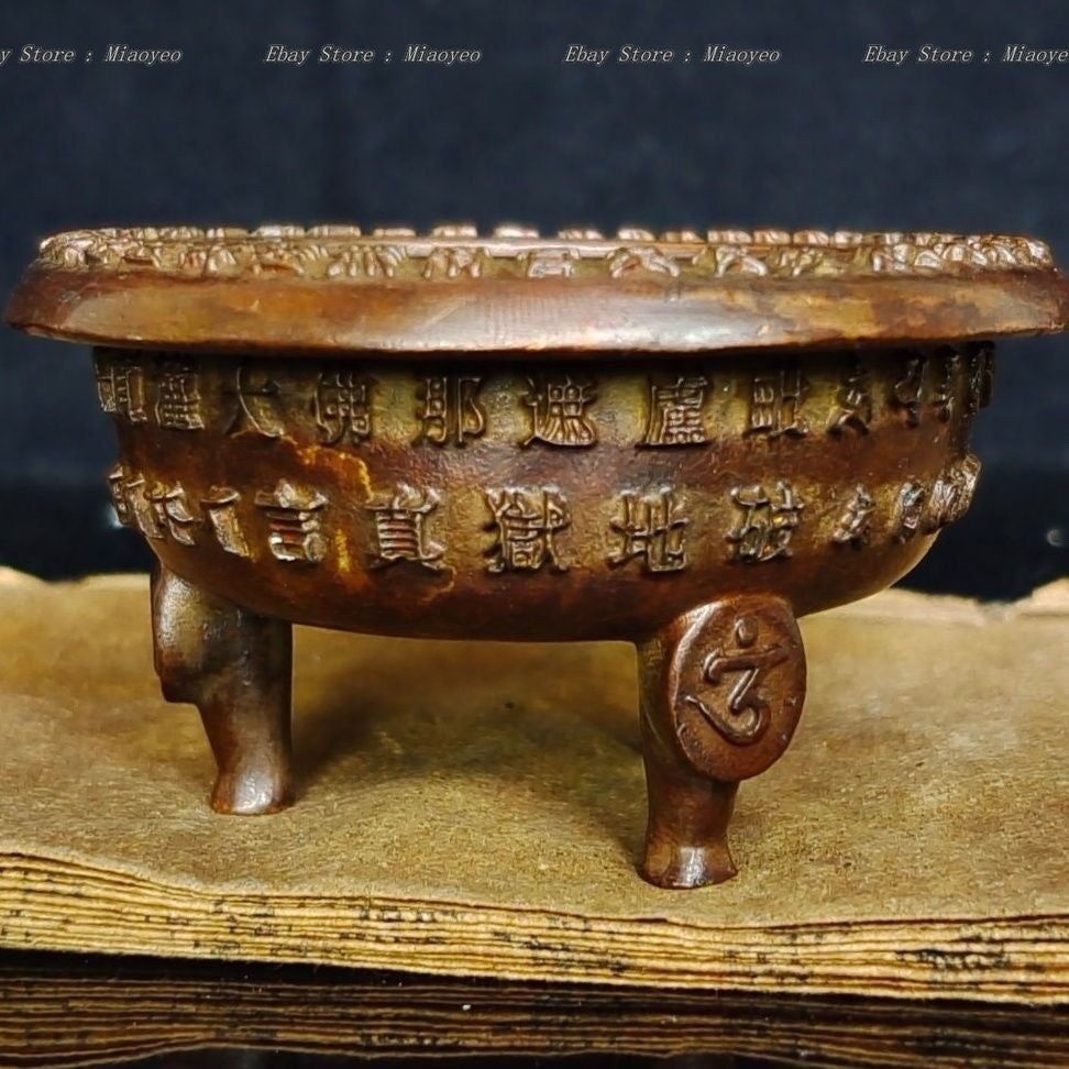 Tibetan Scripture Offering Tray Golden Incense Burner Home Altar Motifs