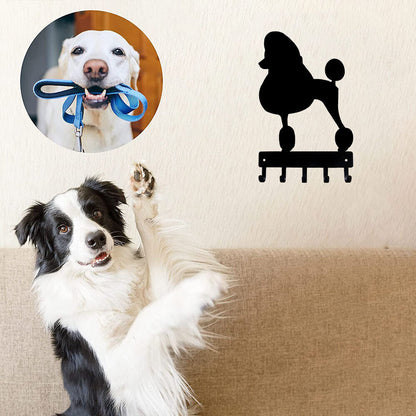 Poodle Dog - Key Hooks & Keychain Holder - 6 inch Wide Metal Wall Art